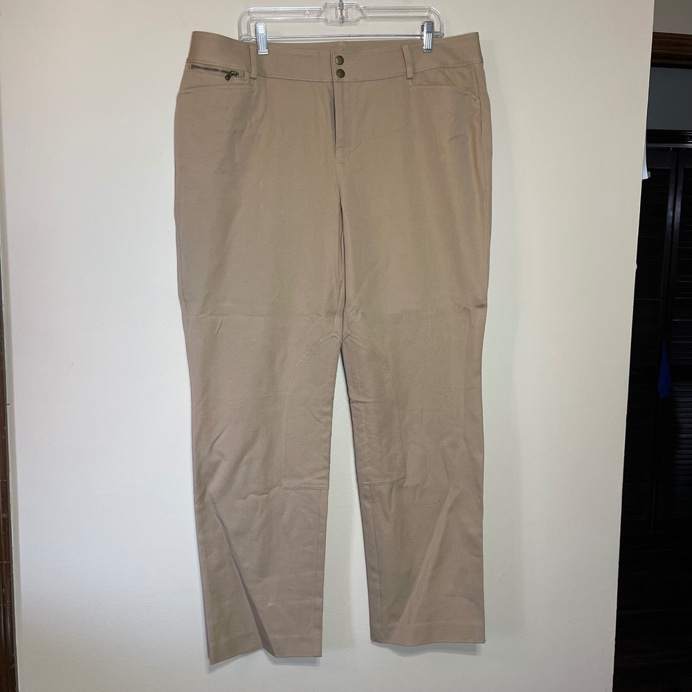 Lauren Ralph Lauren Tan Khaki Equestrian Knee Patch Pants Womens 16W Straight